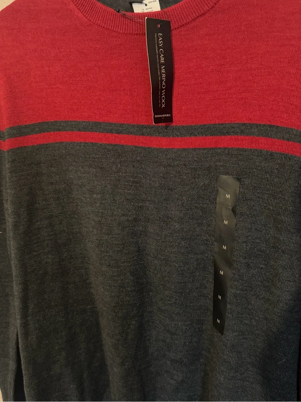 Banana Republic Merino Wool Crewneck Sweater - Burgundy with Dark Trim